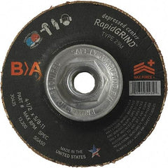 BULLARD - 50 Grit, 5" Wheel Diam, 1/8" Wheel Thickness, Type 29 Depressed Center Wheel - Coarse Grade, Ceramic, 12,200 Max RPM, Compatible with Angle Grinder - USA Tool & Supply