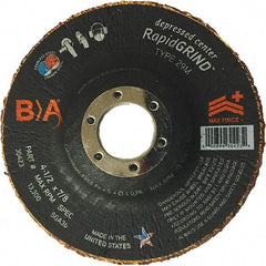 BULLARD - 36 Grit, 4-1/2" Wheel Diam, 1/8" Wheel Thickness, 7/8" Arbor Hole, Type 29 Depressed Center Wheel - Coarse/Extra Coarse Grade, Ceramic, 13,300 Max RPM, Compatible with Angle Grinder - USA Tool & Supply