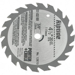 Porter-Cable - 4-1/2" Diam, 3/8" Arbor Hole Diam, 20 Tooth Wet & Dry Cut Saw Blade - Carbide-Tipped, Ripping Action, Standard Round Arbor - USA Tool & Supply