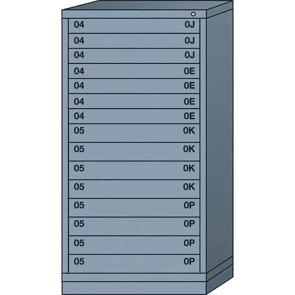 Lyon - 15 Drawer, Standard Eye-Level - Multiple Drawer Access Cabinet - Steel, 30" Wide x 28-1/4" Deep x 59-1/4" High, Dove Gray - USA Tool & Supply