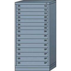 Lyon - 15 Drawer, Standard Eye-Level - Multiple Drawer Access Cabinet - Steel, 30" Wide x 28-1/4" Deep x 59-1/4" High, Dove Gray - USA Tool & Supply