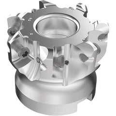 Seco - 7 Inserts, 67mm Cutter Diam, 1.8mm Max Depth of Cut, Indexable High-Feed Face Mill - 27mm Arbor Hole Diam, 7mm Keyway Width, 50mm High, R220.21-LP09 Toolholder, LPKT09 Inserts, Series High Feed - USA Tool & Supply