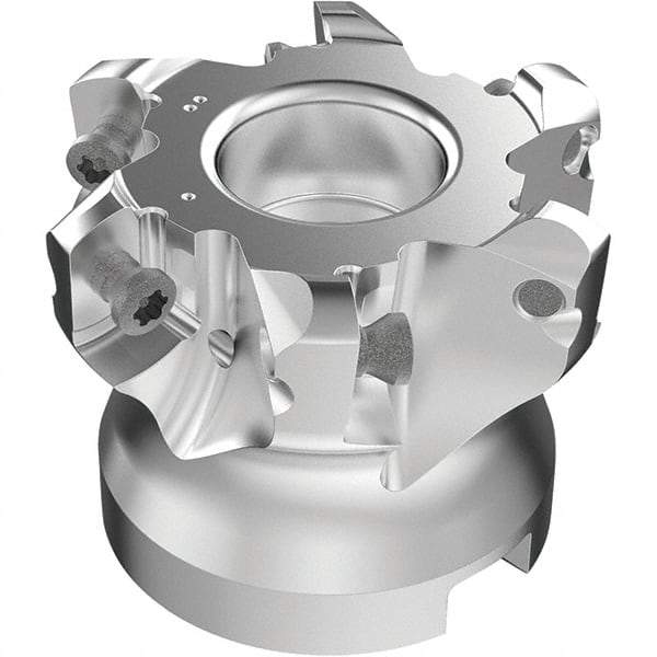 Seco - 6 Inserts, 37mm Cutter Diam, 1.8mm Max Depth of Cut, Indexable High-Feed Face Mill - 22mm Arbor Hole Diam, 0.4094" Keyway Width, 40mm High, R220.21-LP09 Toolholder, LPKT09 Inserts, Series High Feed - USA Tool & Supply