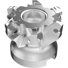 Seco - 6 Inserts, 37mm Cutter Diam, 1.8mm Max Depth of Cut, Indexable High-Feed Face Mill - 22mm Arbor Hole Diam, 0.4094" Keyway Width, 40mm High, R220.21-LP09 Toolholder, LPKT09 Inserts, Series High Feed - USA Tool & Supply