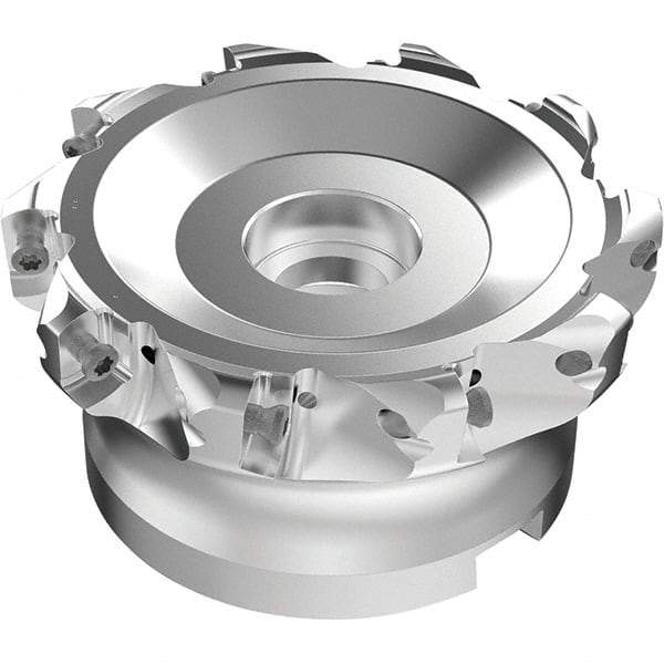 Seco - 10 Inserts, 87mm Cutter Diam, 1.8mm Max Depth of Cut, Indexable High-Feed Face Mill - 32mm Arbor Hole Diam, 0.5669" Keyway Width, 50mm High, R220.21-LP09 Toolholder, LPKT09 Inserts, Series High Feed - USA Tool & Supply