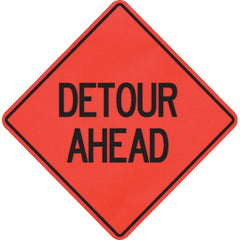 PRO-SAFE - "Detour Ahead," 48" Wide x 48" High Vinyl Traffic Control Sign - USA Tool & Supply