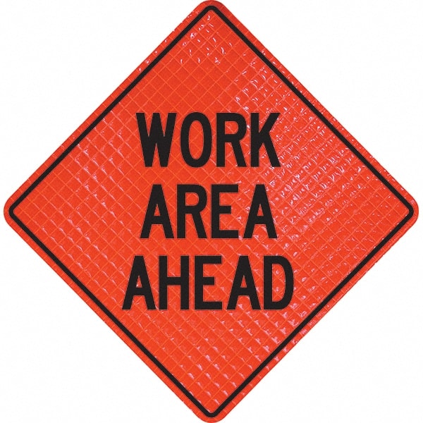 PRO-SAFE - "Work Area Ahead," 36" Wide x 36" High Vinyl Traffic Control Sign - USA Tool & Supply