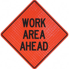 PRO-SAFE - "Work Area Ahead," 36" Wide x 36" High Vinyl Traffic Control Sign - USA Tool & Supply