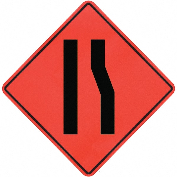 PRO-SAFE - Lanes Merging Left, 36" Wide x 36" High Vinyl Traffic Control Sign - USA Tool & Supply