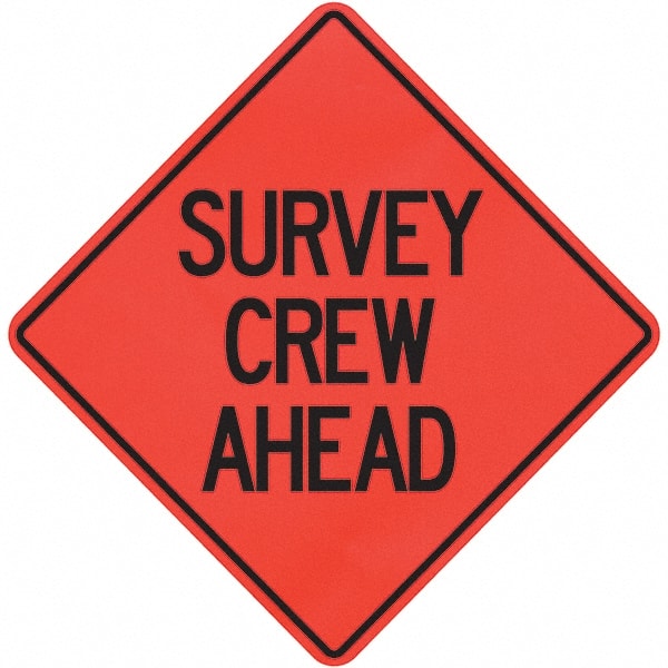 PRO-SAFE - "Survey Crew Ahead," 36" Wide x 36" High Vinyl Traffic Control Sign - USA Tool & Supply