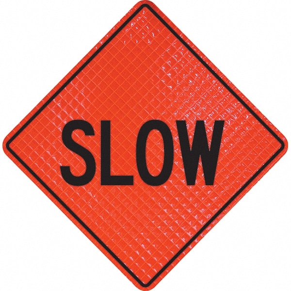 PRO-SAFE - "Slow," 48" Wide x 48" High Vinyl Traffic Control Sign - USA Tool & Supply