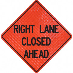 PRO-SAFE - "Right Lane Closed Ahead," 48" Wide x 48" High Vinyl Traffic Control Sign - USA Tool & Supply