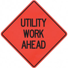 PRO-SAFE - "Utility Work Ahead," 36" Wide x 36" High Vinyl Traffic Control Sign - USA Tool & Supply