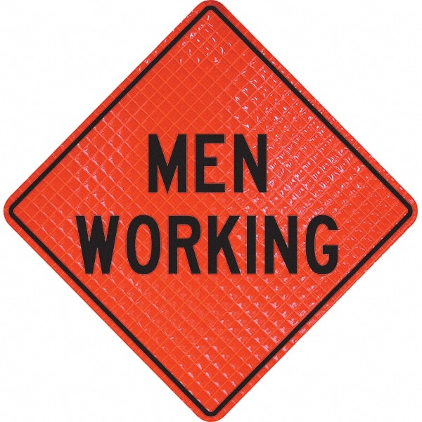 PRO-SAFE - "Men Working," 36" Wide x 36" High Vinyl Traffic Control Sign - USA Tool & Supply