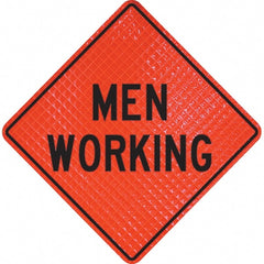 PRO-SAFE - "Men Working," 36" Wide x 36" High Vinyl Traffic Control Sign - USA Tool & Supply