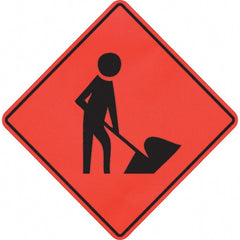 PRO-SAFE - Worker Digging, 48" Wide x 48" High Vinyl Traffic Control Sign - USA Tool & Supply