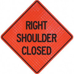 PRO-SAFE - "Right Shoulder Closed," 48" Wide x 48" High Vinyl Traffic Control Sign - USA Tool & Supply