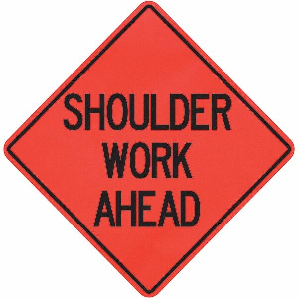 PRO-SAFE - "Shoulder Work Ahead," 36" Wide x 36" High Vinyl Traffic Control Sign - USA Tool & Supply