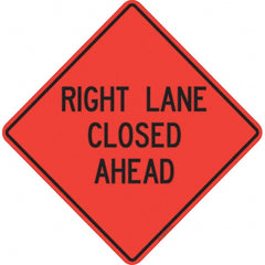 PRO-SAFE - "Right Lane Closed Ahead," 48" Wide x 48" High Vinyl Traffic Control Sign - USA Tool & Supply