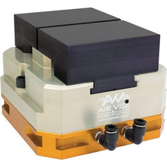 Air Vise Workholding - 4" Jaw Width, 15/16" Throat Depth, Air Precision Self Centering Vise - 200 Max Operating psi - USA Tool & Supply