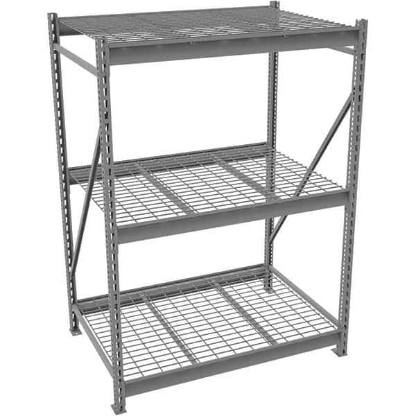 Tennsco - 3 Shelf Starter Wire Deck Open Steel Shelving - 96" Wide x 96" High x 24" Deep, Medium Gray - USA Tool & Supply