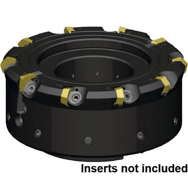 Kennametal - 8 Inserts, 80mm Cutter Diam, 1.09mm Max Depth of Cut, Indexable High-Feed Face Mill - 27mm Arbor Hole Diam, 50mm High, KCFM Toolholder, HDHN07008SR Inserts, Series KCFM - USA Tool & Supply