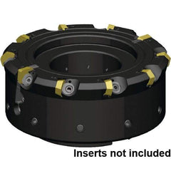 Kennametal - 8 Inserts, 100mm Cutter Diam, 1.09mm Max Depth of Cut, Indexable High-Feed Face Mill - 32mm Arbor Hole Diam, 50mm High, KCFM Toolholder, HDHN07008SR Inserts, Series KCFM - USA Tool & Supply