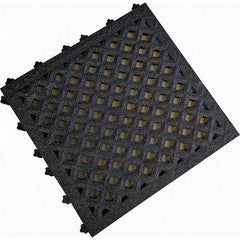 Value Collection - 18" Long x 18" Wide x 1" Thick, Anti-Fatigue Modular Matting Anti-Fatigue Flooring - 2 Interlocking Sides, Black, For Dry & Wet Areas - USA Tool & Supply