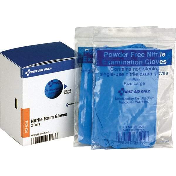 PRO-SAFE - Size L, 2 mil, Medical Grade, Powder Free Nitrile Disposable Gloves - Blue, Smooth, Ambidextrous - USA Tool & Supply