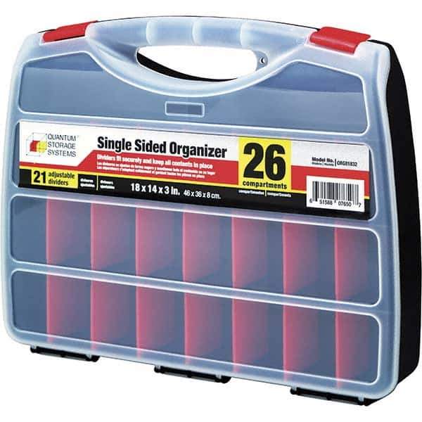 Quantum Storage - 14" Wide x 3" High x 18" Deep, Small Parts Organizer - Adjustable Compartments - USA Tool & Supply