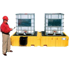 UltraTech - 535 Gal Sump Capacity, Polyethylene TWIN IBC Spill Pallet, Left Side Bucket - 61.6" Long x 22" Wide x 124-1/2" High, 8,000 Lb Capacity, 2 Totes, Includes 1 Left Side Bucket Shelf - USA Tool & Supply