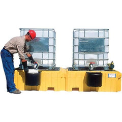 UltraTech - 535 Gal Sump Capacity, Polyethylene TWIN IBC Spill Pallet, 2 Bucket Shelves - 61.6" Long x 22" Wide x 124-1/2" High, 8,000 Lb Capacity, 2 Totes, Includes 2 Bucket Shelves - USA Tool & Supply