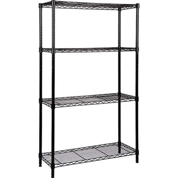 Quantum Storage - 4 Shelf Wire Shelving - Starter Unit - 12" Wide x 36" Deep x 86" High, - USA Tool & Supply