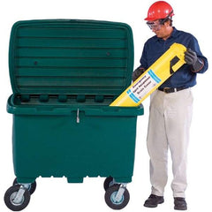 UltraTech - 15 Cu Ft, 350 Lb Load Capacity Green Polyethylene Tote Container - 48" Long x 31" Wide x 41.8" High, Lid Included - USA Tool & Supply