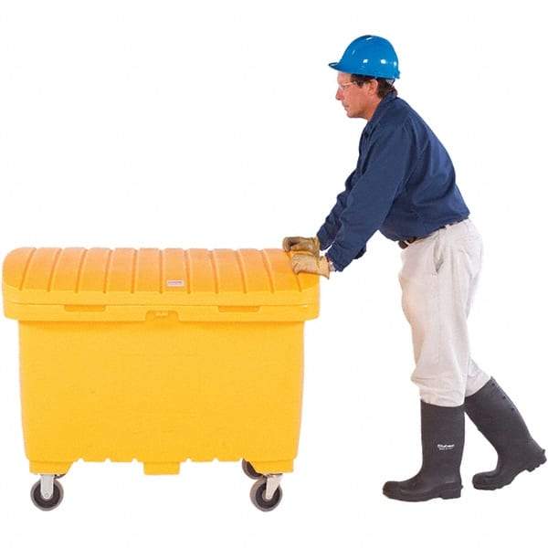 UltraTech - 15 Cu Ft, 350 Lb Load Capacity Safety Orange Polyethylene Tote Container - 48" Long x 31" Wide x 41.8" High, Lid Included - USA Tool & Supply