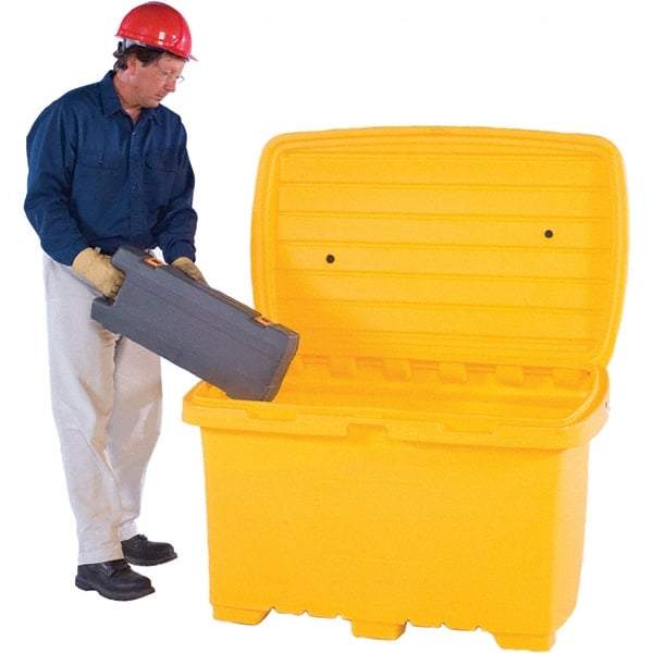 UltraTech - 15 Cu Ft, 350 Lb Load Capacity Yellow Polyethylene Tote Container - 48" Long x 31" Wide x 41.8" High, Lid Included - USA Tool & Supply