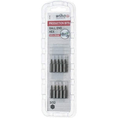 Wiha - 0.093" Ball End Hex Screwdriver Bit - 1/4" Drive, 1" OAL - USA Tool & Supply