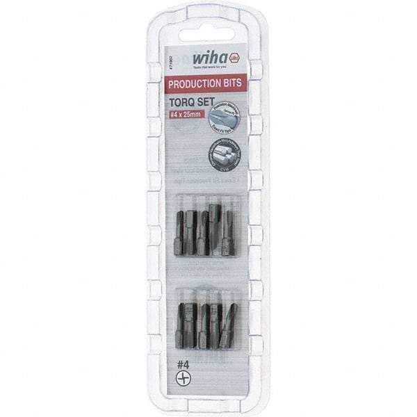 Wiha - 1/4" Drive, #4 Torq-Set Screwdriver Bit - 1" OAL - USA Tool & Supply