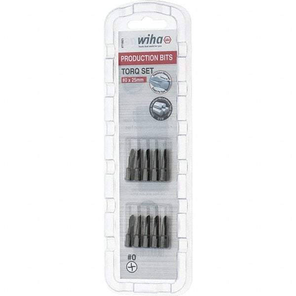 Wiha - 1/4" Drive, #0 Torq-Set Screwdriver Bit - 1" OAL - USA Tool & Supply