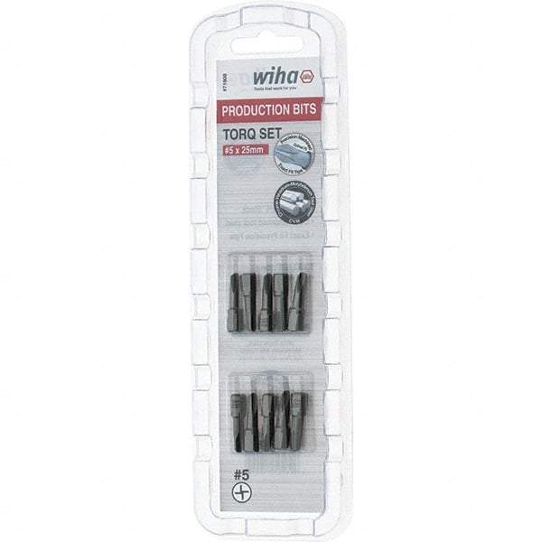 Wiha - 1/4" Drive, #5 Torq-Set Screwdriver Bit - 1" OAL - USA Tool & Supply