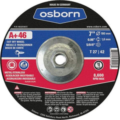 Osborn - 7" 46 Grit Aluminum Oxide Cutoff Wheel - 0.06" Thick, 5/8-11 Arbor, Use with Angle Grinders - USA Tool & Supply