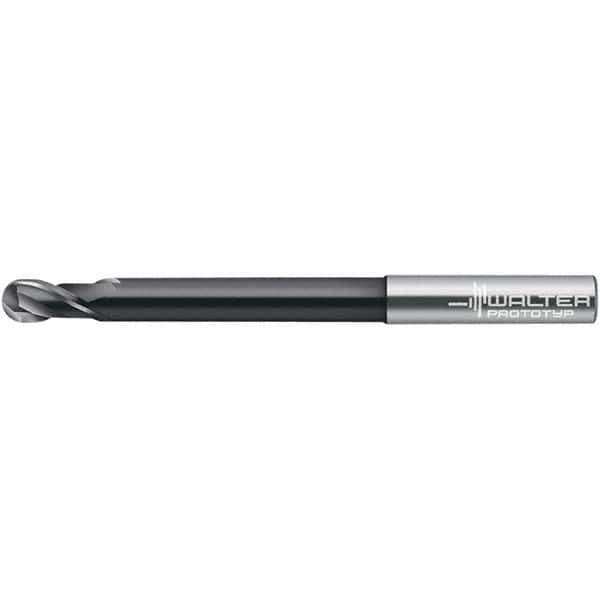 Walter-Prototyp - 8mm Diam, 8mm LOC, 2 Flute Solid Carbide Ball End Mill - TiAlN Finish, 120mm OAL, 8mm Shank Diam - USA Tool & Supply