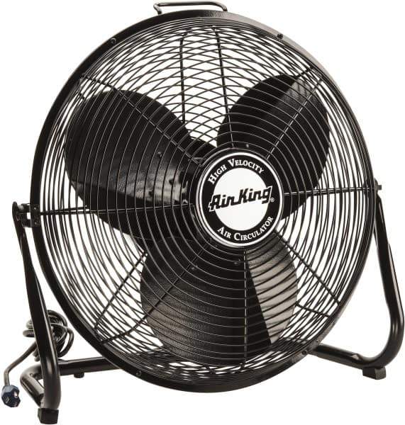 Air King - 18" Blade, 1/6 hp, 1,925, 2,575 & 3,400 CFM, Low Floor Stand Industrial Circulation Fan - Floor Stand, 110 Volts, 0.95/1.65 Amps, 3 Speed - USA Tool & Supply