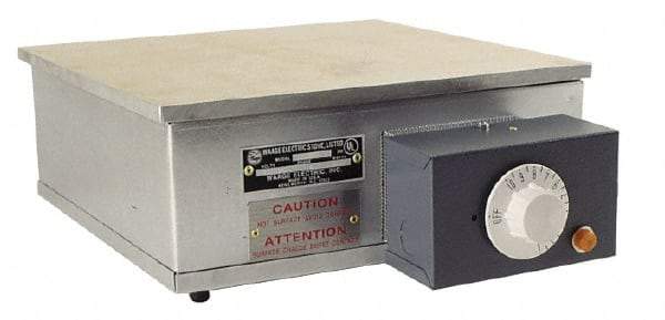 WAAGE - 12" Long x 12 Wide x 6" High, 230 Volt Hot Plate - 300 to 700°F, 1 Burner, 1600 Watt, 7 Amps - USA Tool & Supply