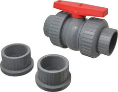 Simtech - 3" Pipe, Full Port, CPVC True Union Design Ball Valve - Inline - Two Way Flow, FNPT x FNPT Ends, Tee Handle, 150 WOG - USA Tool & Supply