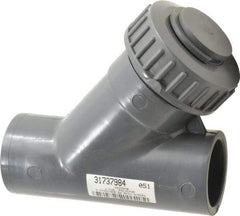 Simtech - 1-1/2" Pipe, Socket Ends, PVC Y-Strainer - 90 psi Pressure Rating - USA Tool & Supply