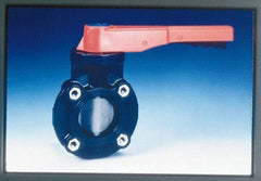 Simtech - 4" Pipe, Wafer Butterfly Valve - Lever Handle, PVDF Body, Viton Seat, 150 WOG, PVDF Disc, Stainless Steel Stem - USA Tool & Supply
