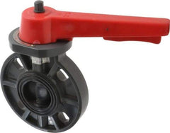 Simtech - 2" Pipe, Wafer Butterfly Valve - Lever Handle, PVC Body, EPDM Seat, 150 WOG, Polypropylene Disc, Stainless Steel Stem - USA Tool & Supply