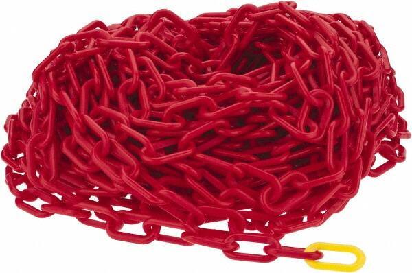 PRO-SAFE - 100' Long x 2" Wide Plastic Chain - Red - USA Tool & Supply