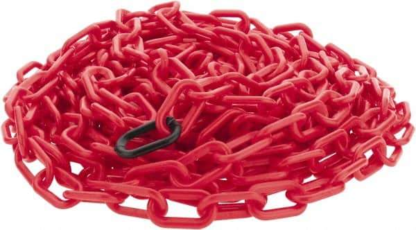 PRO-SAFE - 50' Long x 2" Wide Plastic Chain - Red - USA Tool & Supply